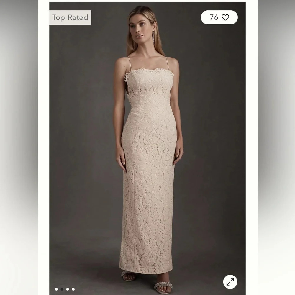 NWT BHLDN Fame and Partners Rain Column Dress‎ Champagne Size 4 Wedding Bridal